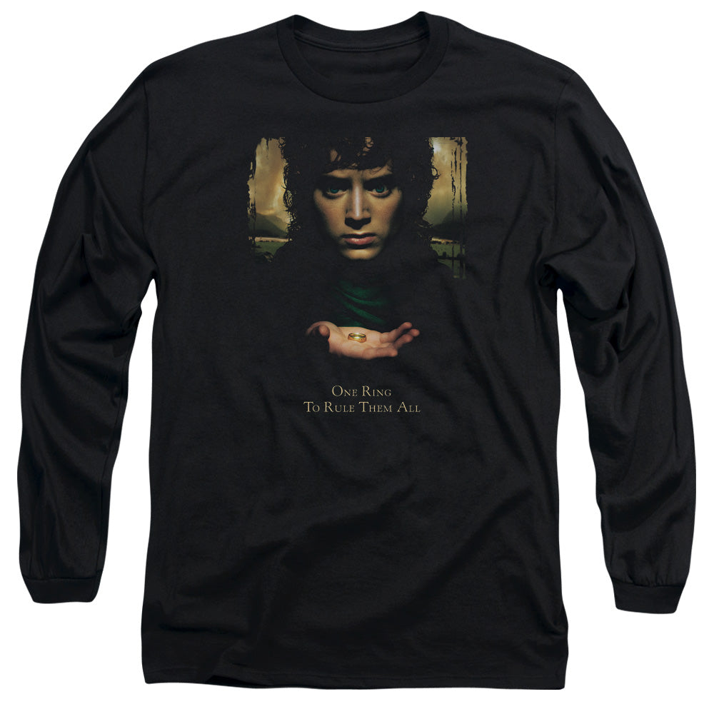 AN OFFCIALLY LICENSED LOR FRODO ONE RING MEN'S LONG SLEEVE T-SHIRT BLACK
