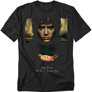AN OFFCIALLY LICENSED LOR FRODO ONE RING MEN'S REGULAR FIT T-SHIRT BLACK