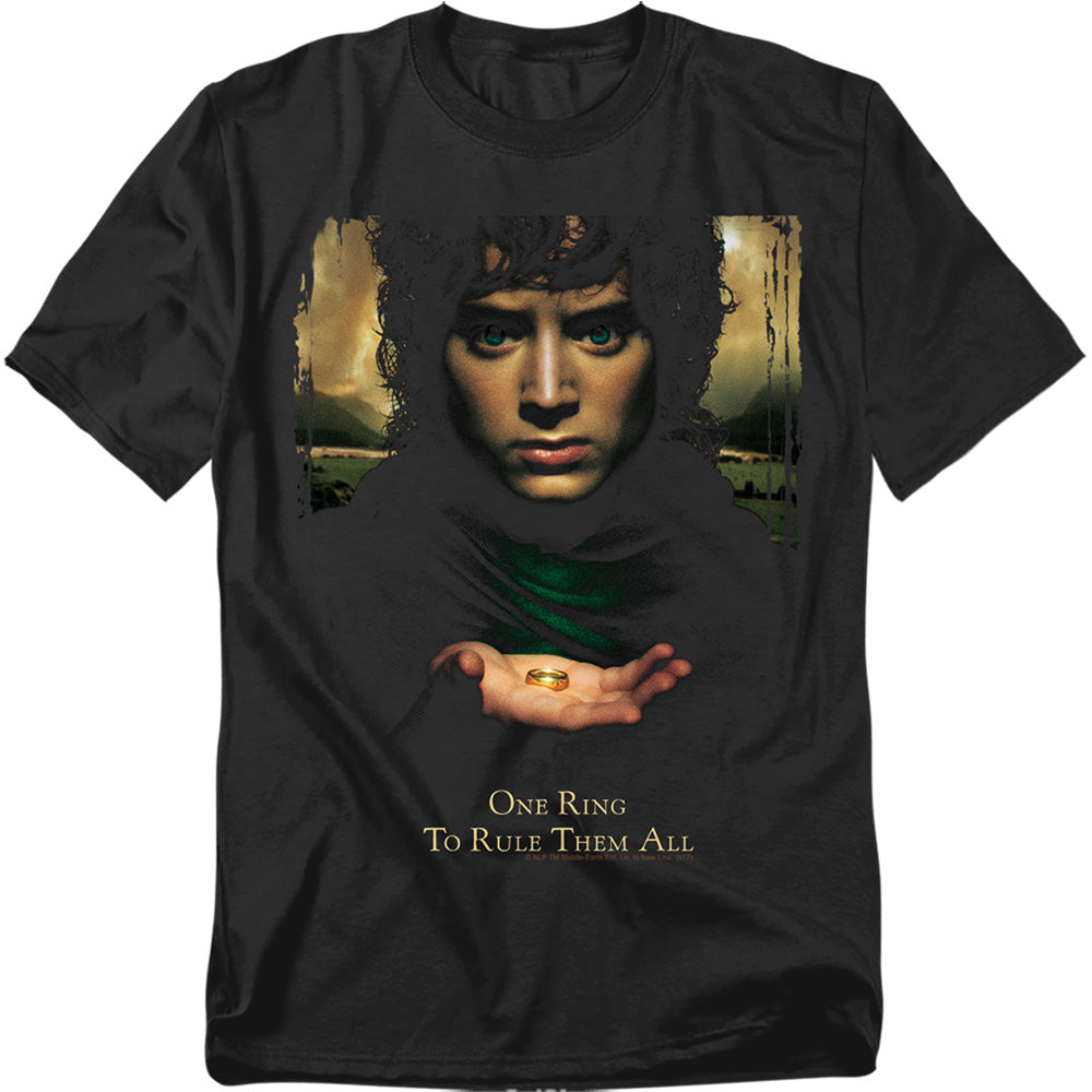 AN OFFCIALLY LICENSED LOR FRODO ONE RING MEN'S REGULAR FIT T-SHIRT BLACK