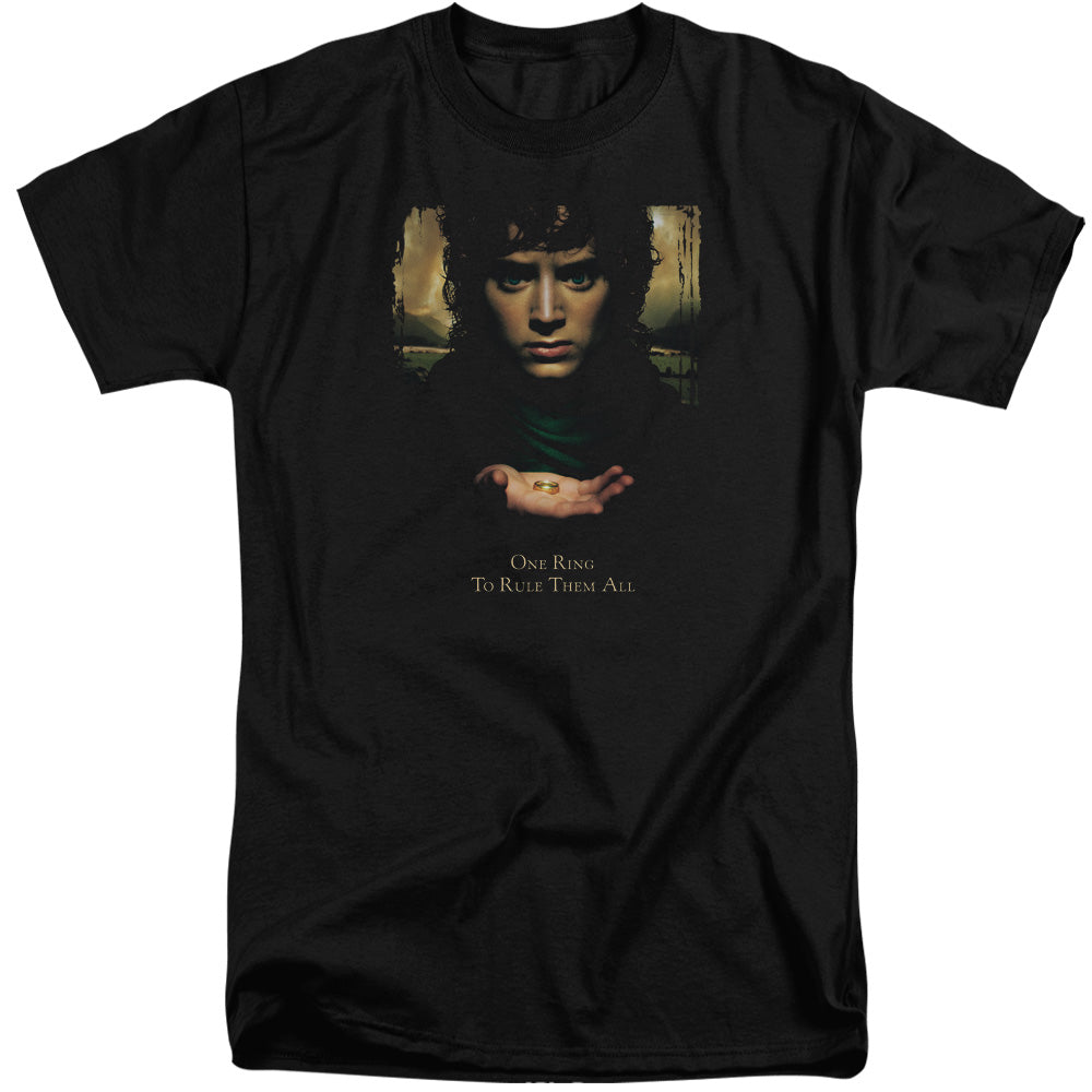 AN OFFCIALLY LICENSED LOR FRODO ONE RING MEN'S TALL FIT T-SHIRT BLACK