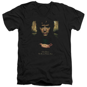 AN OFFCIALLY LICENSED LOR FRODO ONE RING MEN'S V-NECK T-SHIRT BLACK