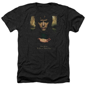 AN OFFCIALLY LICENSED LOR FRODO ONE RING MEN'S HEATHER T-SHIRT CHARCOAL
