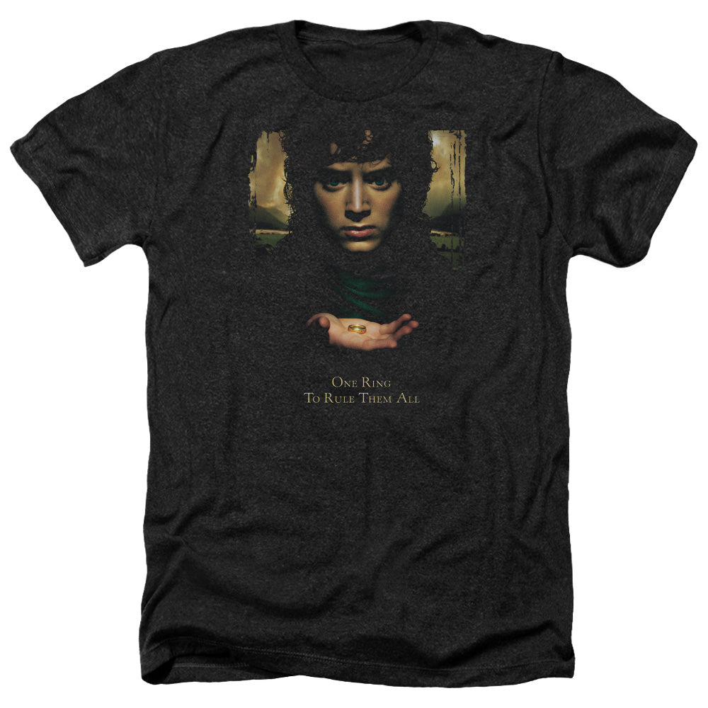 AN OFFCIALLY LICENSED LOR FRODO ONE RING MEN'S HEATHER T-SHIRT CHARCOAL