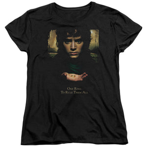 AN OFFCIALLY LICENSED LOR FRODO ONE RING WOMEN'S REGULAR FIT T-SHIRT BLACK