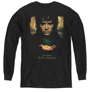AN OFFCIALLY LICENSED LOR FRODO ONE RING YOUTH LONG SLEEVE T-SHIRT BLACK