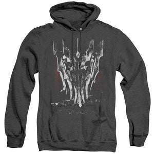 AN OFFCIALLY LICENSED LOR BIG SAURON HEAD ADULT UNISEX HEATHER PULLOVER HOODIE BLACK