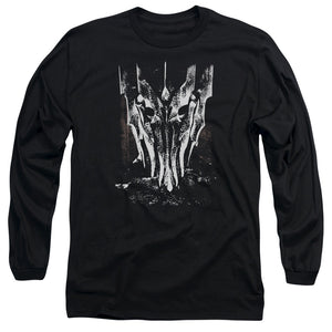 AN OFFCIALLY LICENSED LOR BIG SAURON HEAD MEN'S LONG SLEEVE T-SHIRT BLACK
