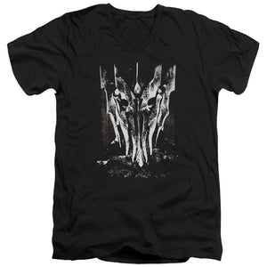 AN OFFCIALLY LICENSED LOR BIG SAURON HEAD MEN'S V-NECK T-SHIRT BLACK