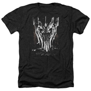 AN OFFCIALLY LICENSED LOR BIG SAURON HEAD MEN'S HEATHER T-SHIRT CHARCOAL