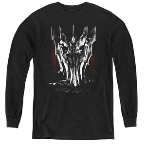 AN OFFCIALLY LICENSED LOR BIG SAURON HEAD YOUTH LONG SLEEVE T-SHIRT BLACK