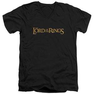 AN OFFCIALLY LICENSED LOR LOTR LOGO MEN'S V-NECK T-SHIRT BLACK