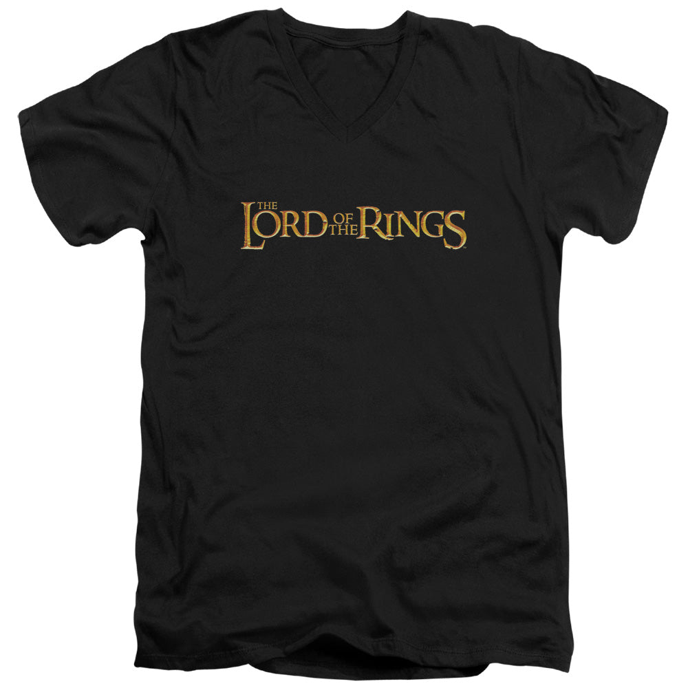 AN OFFCIALLY LICENSED LOR LOTR LOGO MEN'S V-NECK T-SHIRT BLACK