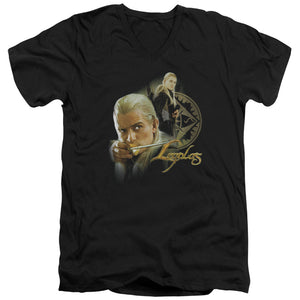AN OFFCIALLY LICENSED LOR LEGOLAS MEN'S V-NECK T-SHIRT BLACK