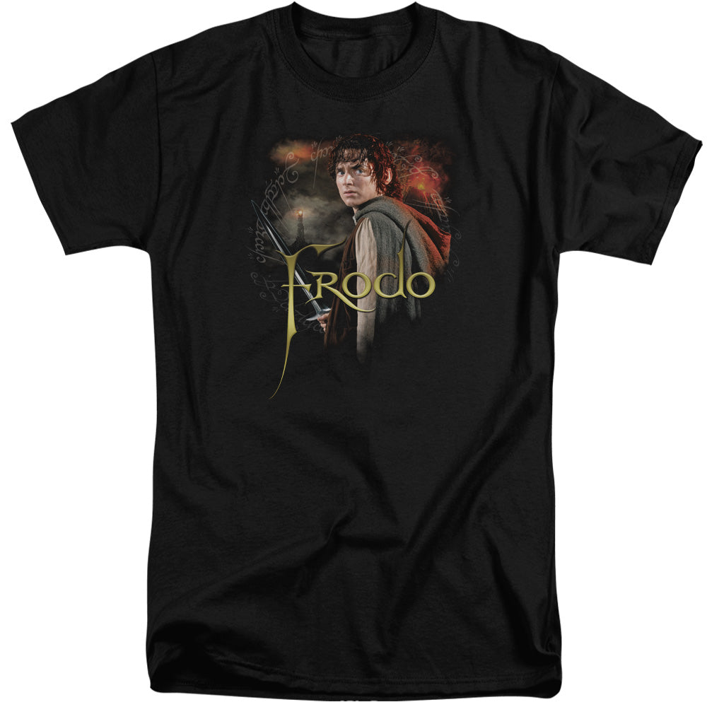 AN OFFCIALLY LICENSED LOR FRODO MEN'S TALL FIT T-SHIRT BLACK