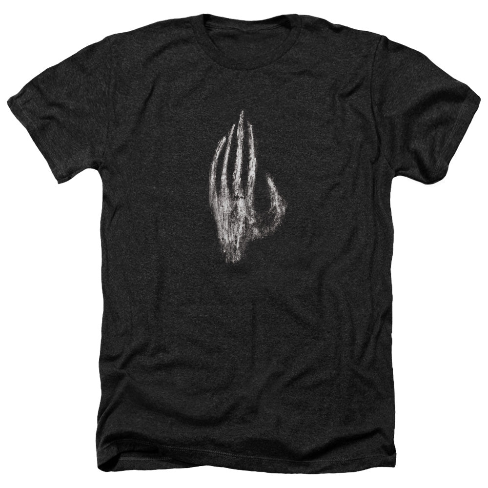 AN OFFCIALLY LICENSED LOR HAND OF SARUMAN MEN'S HEATHER T-SHIRT CHARCOAL