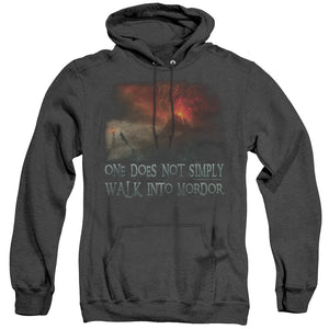 AN OFFCIALLY LICENSED LOR WALK IN MORDOR ADULT UNISEX HEATHER PULLOVER HOODIE BLACK