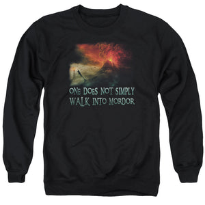 AN OFFCIALLY LICENSED LOR WALK IN MORDOR ADULT UNISEX CREWNECK SWEATSHIRT BLACK