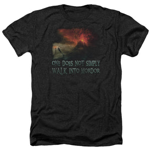 AN OFFCIALLY LICENSED LOR WALK IN MORDOR MEN'S HEATHER T-SHIRT CHARCOAL