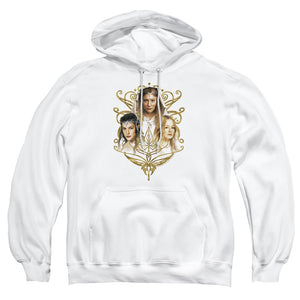 AN OFFCIALLY LICENSED LOR WOMEN OF MIDDLE EARTH ADULT UNISEX PULLOVER HOODIE WHITE