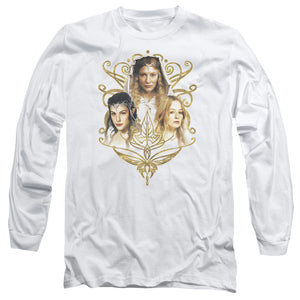 AN OFFCIALLY LICENSED LOR WOMEN OF MIDDLE EARTH MEN'S LONG SLEEVE T-SHIRT WHITE