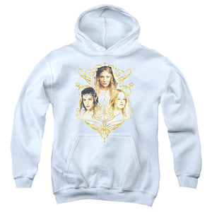 AN OFFCIALLY LICENSED LOR WOMEN OF MIDDLE EARTH YOUTH HOODIE WHITE