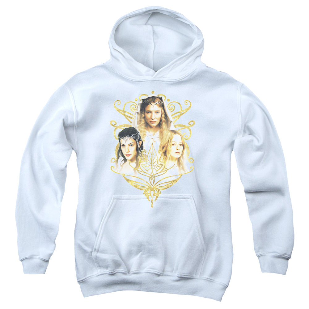 AN OFFCIALLY LICENSED LOR WOMEN OF MIDDLE EARTH YOUTH HOODIE WHITE