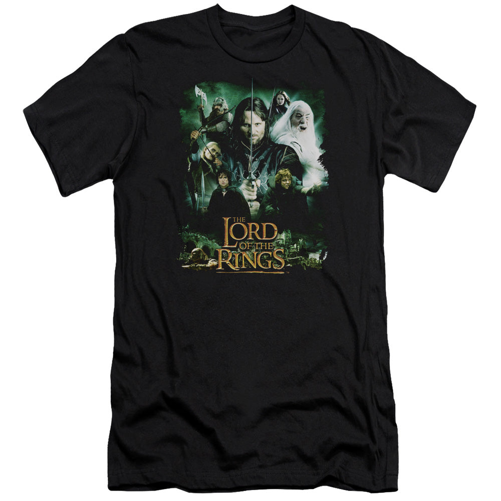 AN OFFCIALLY LICENSED LORD OF THE RINGS HERO GROUP MEN'S PREMIUM SLIM FIT T-SHIRT BLACK