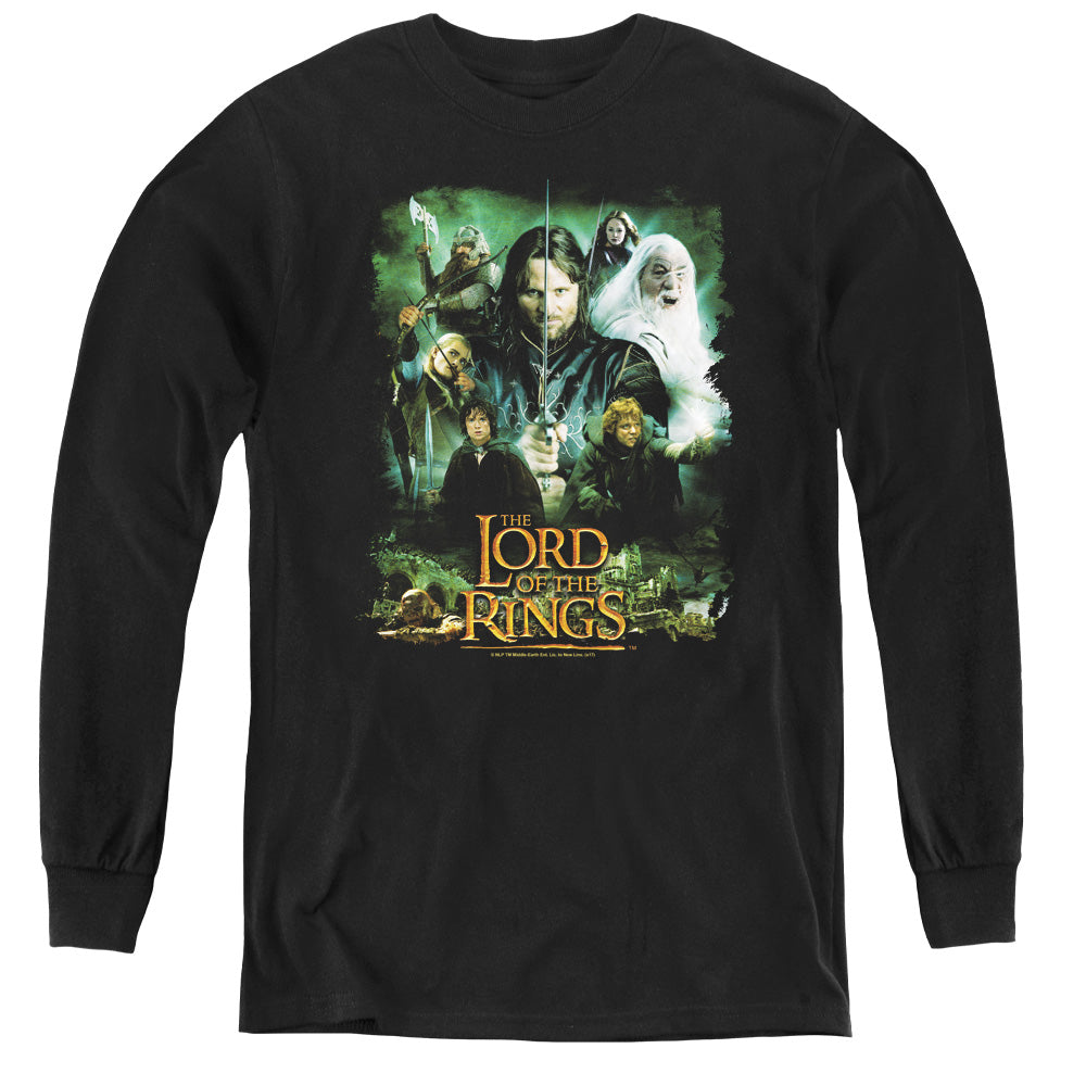 AN OFFCIALLY LICENSED LORD OF THE RINGS HERO GROUP YOUTH LONG SLEEVE T-SHIRT BLACK