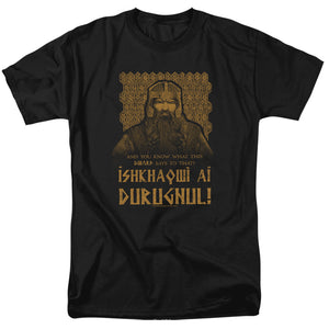 AN OFFCIALLY LICENSED LORD OF THE RINGS ISHKHAQWI DURUGNUL MEN'S REGULAR FIT T-SHIRT BLACK