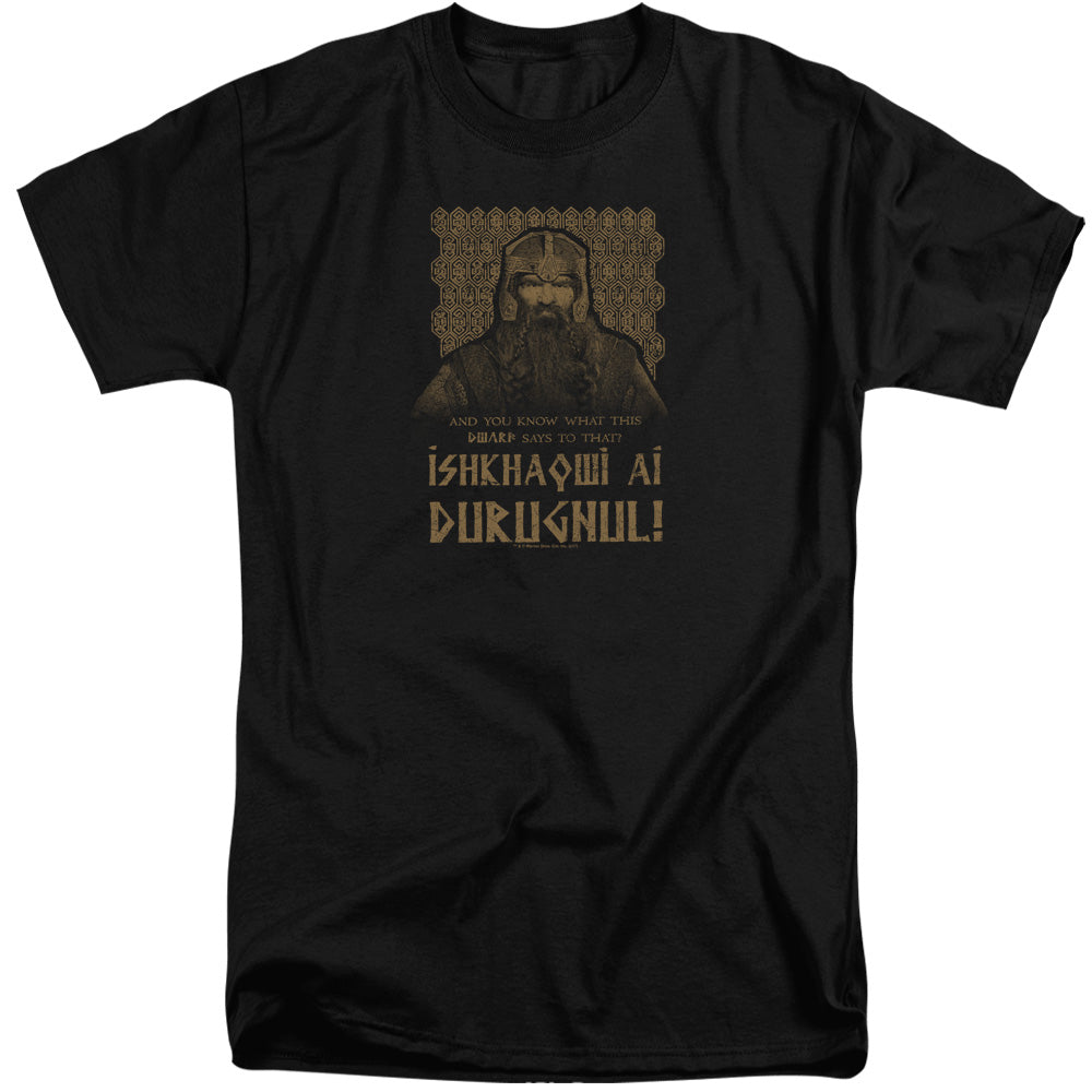 AN OFFCIALLY LICENSED LORD OF THE RINGS ISHKHAQWI DURUGNUL MEN'S TALL FIT T-SHIRT BLACK