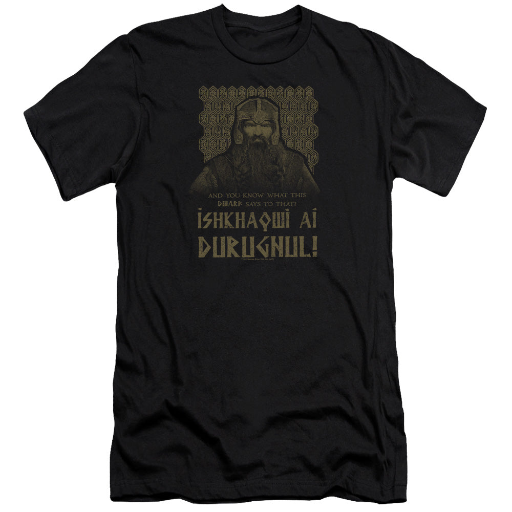 AN OFFCIALLY LICENSED LORD OF THE RINGS ISHKHAQWI DURUGNUL MEN'S PREMIUM SLIM FIT T-SHIRT BLACK