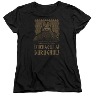 AN OFFCIALLY LICENSED LORD OF THE RINGS ISHKHAQWI DURUGNUL WOMEN'S REGULAR FIT T-SHIRT BLACK