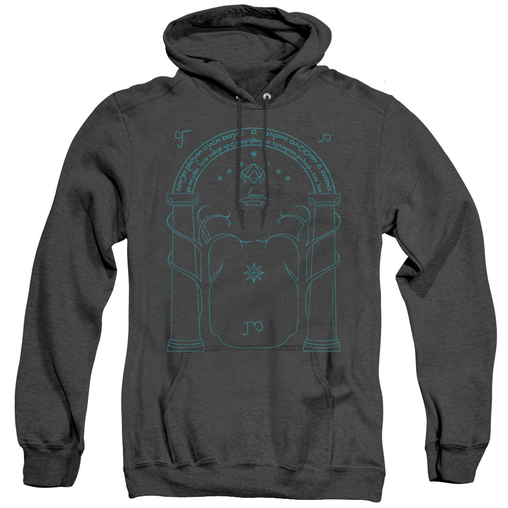 AN OFFCIALLY LICENSED LORD OF THE RINGS DOORS OF DURIN ADULT UNISEX HEATHER PULLOVER HOODIE BLACK