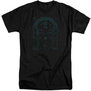 AN OFFCIALLY LICENSED LORD OF THE RINGS DOORS OF DURIN MEN'S TALL FIT T-SHIRT BLACK