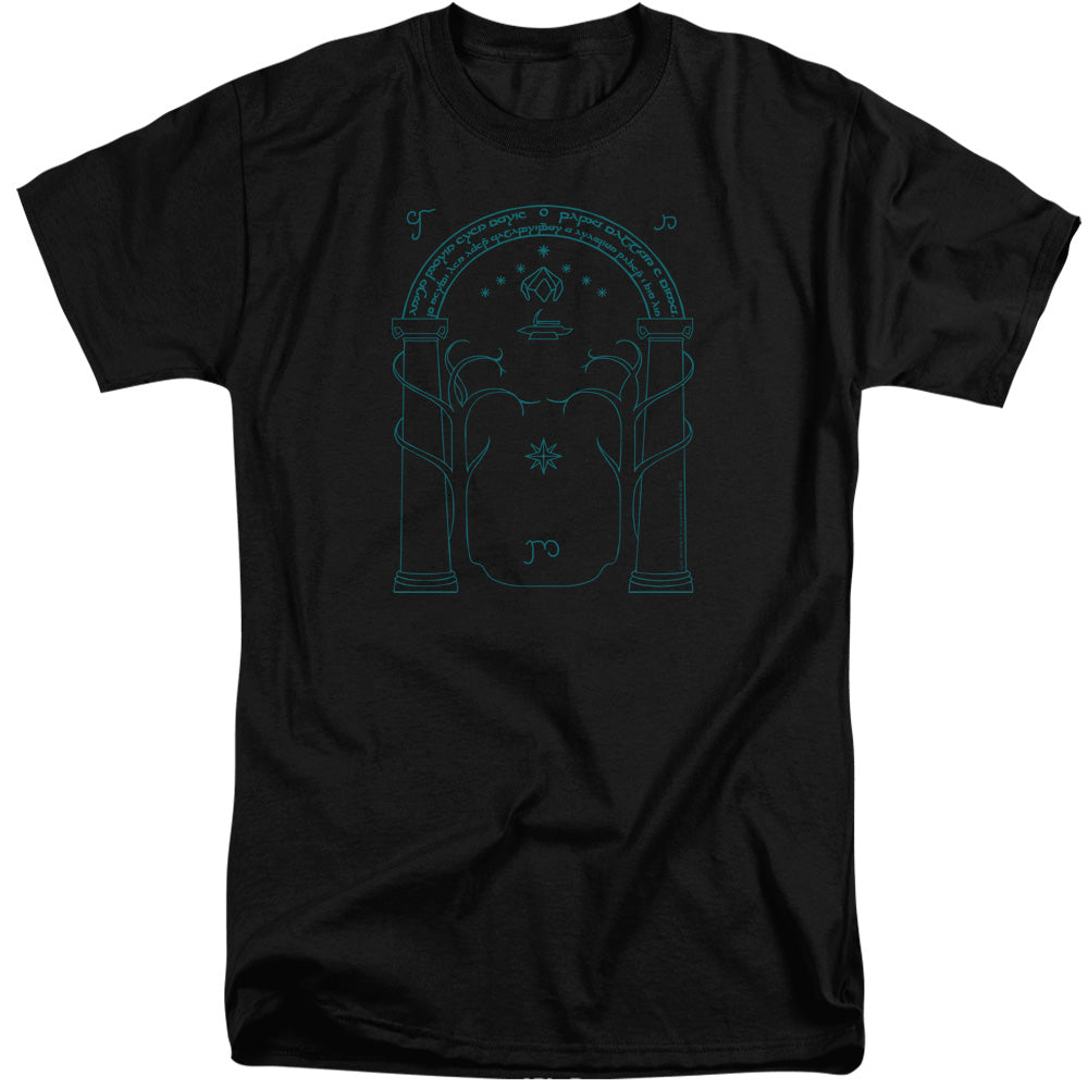 AN OFFCIALLY LICENSED LORD OF THE RINGS DOORS OF DURIN MEN'S TALL FIT T-SHIRT BLACK