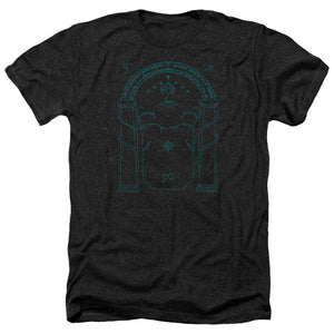 AN OFFCIALLY LICENSED LORD OF THE RINGS DOORS OF DURIN MEN'S HEATHER T-SHIRT CHARCOAL