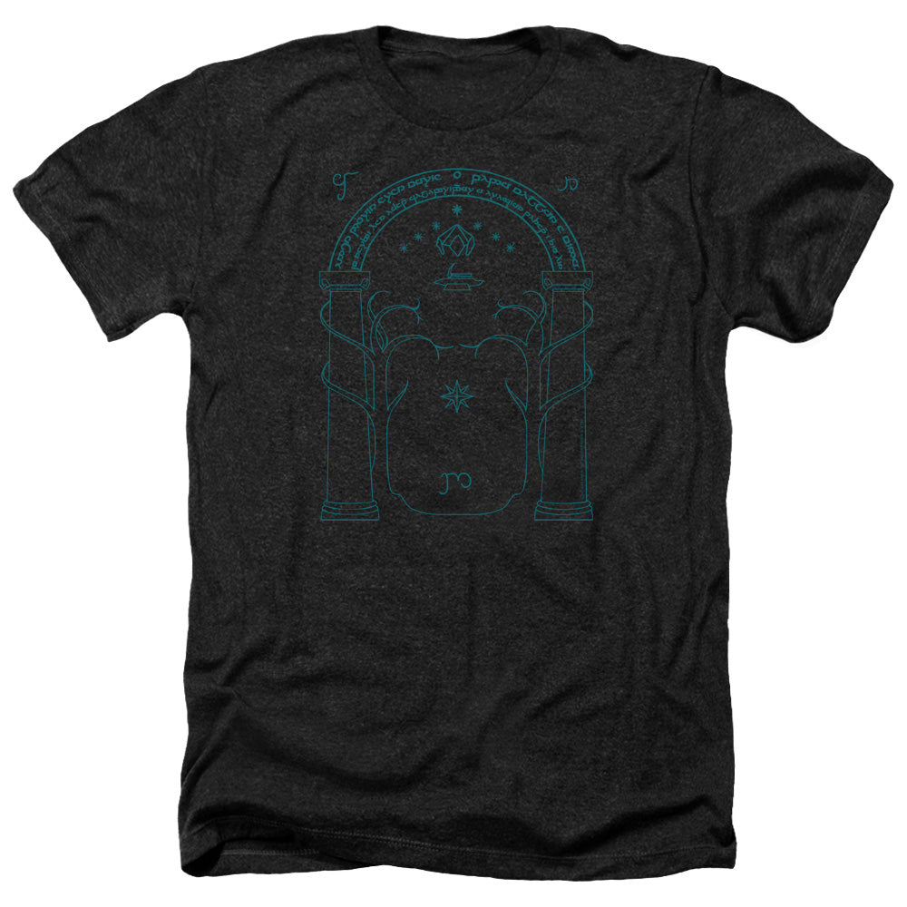 AN OFFCIALLY LICENSED LORD OF THE RINGS DOORS OF DURIN MEN'S HEATHER T-SHIRT CHARCOAL
