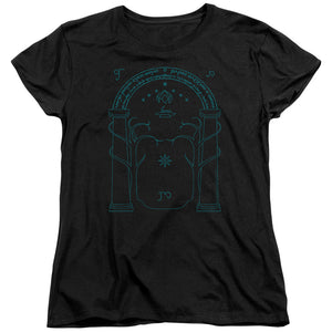 AN OFFCIALLY LICENSED LORD OF THE RINGS DOORS OF DURIN WOMEN'S REGULAR FIT T-SHIRT BLACK