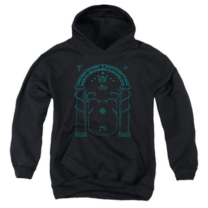 AN OFFCIALLY LICENSED LORD OF THE RINGS DOORS OF DURIN YOUTH HOODIE BLACK