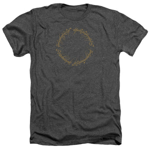 AN OFFCIALLY LICENSED LORD OF THE RINGS ONE RING MEN'S HEATHER T-SHIRT CHARCOAL