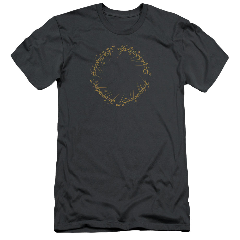 AN OFFCIALLY LICENSED LORD OF THE RINGS ONE RING MEN'S PREMIUM SLIM FIT T-SHIRT CHARCOAL