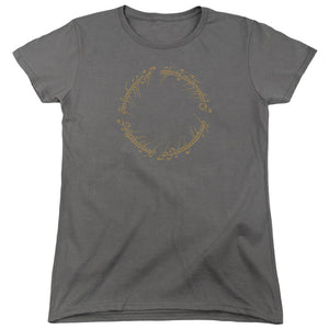 AN OFFCIALLY LICENSED LORD OF THE RINGS ONE RING WOMEN'S REGULAR FIT T-SHIRT CHARCOAL