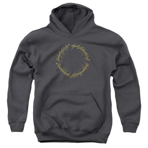 AN OFFCIALLY LICENSED LORD OF THE RINGS ONE RING YOUTH HOODIE CHARCOAL