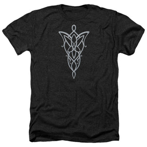 AN OFFCIALLY LICENSED LORD OF THE RINGS ARWEN NECKLACE MEN'S HEATHER T-SHIRT CHARCOAL