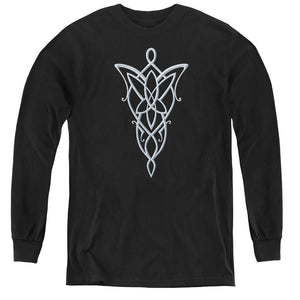 AN OFFCIALLY LICENSED LORD OF THE RINGS ARWEN NECKLACE YOUTH LONG SLEEVE T-SHIRT BLACK