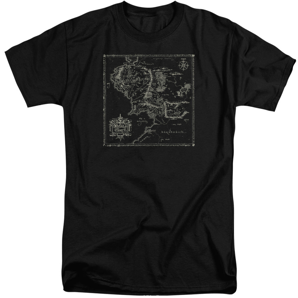 AN OFFCIALLY LICENSED LORD OF THE RINGS MAP OF ME MEN'S TALL FIT T-SHIRT BLACK