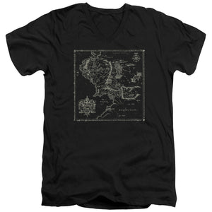 AN OFFCIALLY LICENSED LORD OF THE RINGS MAP OF ME MEN'S V-NECK T-SHIRT BLACK
