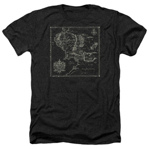AN OFFCIALLY LICENSED LORD OF THE RINGS MAP OF ME MEN'S HEATHER T-SHIRT CHARCOAL
