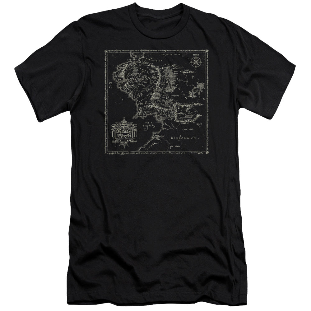 AN OFFCIALLY LICENSED LORD OF THE RINGS MAP OF ME MEN'S PREMIUM SLIM FIT T-SHIRT BLACK