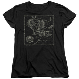 AN OFFCIALLY LICENSED LORD OF THE RINGS MAP OF ME WOMEN'S REGULAR FIT T-SHIRT BLACK